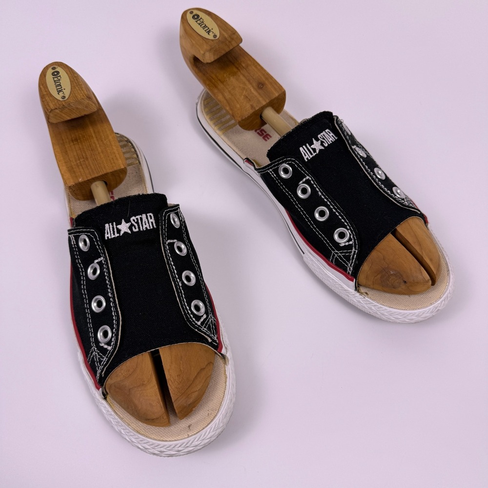 Converse All Star Cut-Away Sandals Mens 9 Womens 11 Black Canvas Slip On Slides - Picture 2 of 10